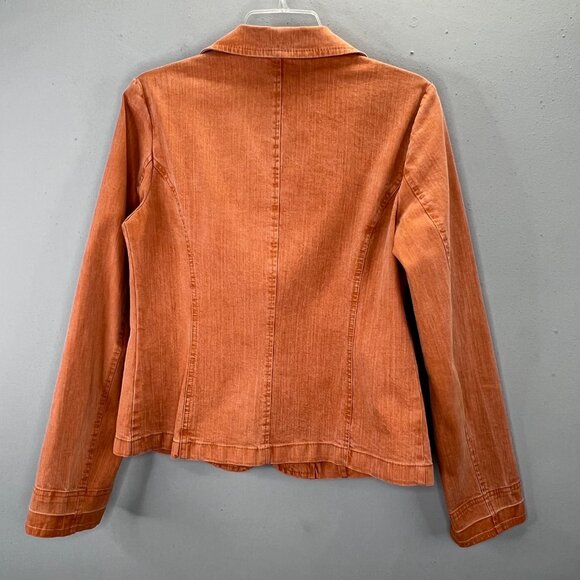 Tribal Jeans Blazer Jacket 8 Stretch Extensible Burnt Orange Salmon Buttons - Picture 3 of 6